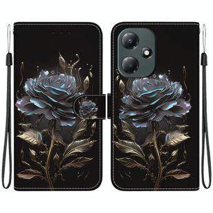 For Infinix Hot 30 Play X6835 Crystal Texture Colored Drawing Leather Phone Case(Black Rose)