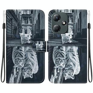 For Infinix Hot 30 Play X6835 Crystal Texture Colored Drawing Leather Phone Case(Cat Tiger Reflection)