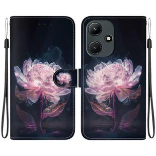 For Infinix Hot 30i X669C Crystal Texture Colored Drawing Leather Phone Case(Purple Peony)