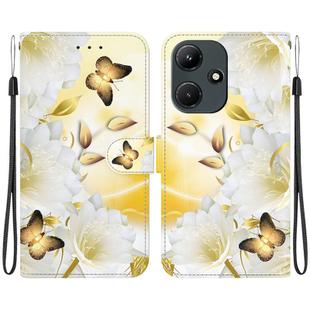 For Infinix Hot 30i X669C Crystal Texture Colored Drawing Leather Phone Case(Gold Butterfly Epiphyllum)