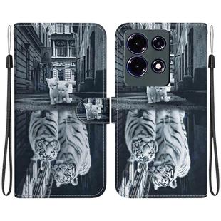For Infinix Note 30 Crystal Texture Colored Drawing Leather Phone Case(Cat Tiger Reflection)