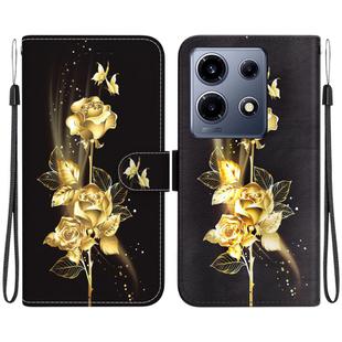 For Infinix Note 30 VIP Crystal Texture Colored Drawing Leather Phone Case(Gold Butterfly Rose)