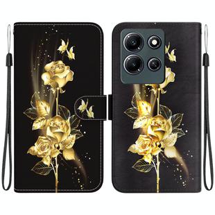 For Infinix Note 30i Crystal Texture Colored Drawing Leather Phone Case(Gold Butterfly Rose)