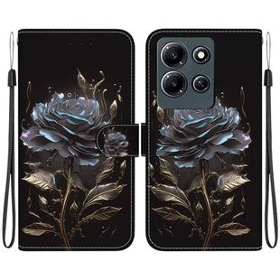For Infinix Note 30i Crystal Texture Colored Drawing Leather Phone Case(Black Rose)