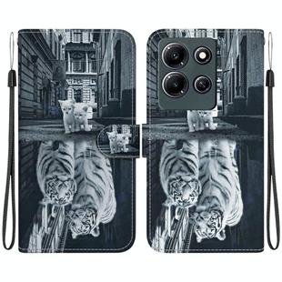 For Infinix Note 30i Crystal Texture Colored Drawing Leather Phone Case(Cat Tiger Reflection)