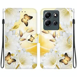 For Infinix Note 30i Crystal Texture Colored Drawing Leather Phone Case(Gold Butterfly Epiphyllum)