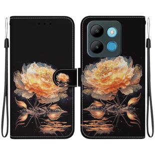 For Infinix Smart 7 Africa Crystal Texture Colored Drawing Leather Phone Case(Gold Peony)