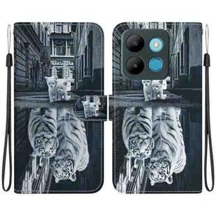 For Infinix Smart 7 Africa Crystal Texture Colored Drawing Leather Phone Case(Cat Tiger Reflection)