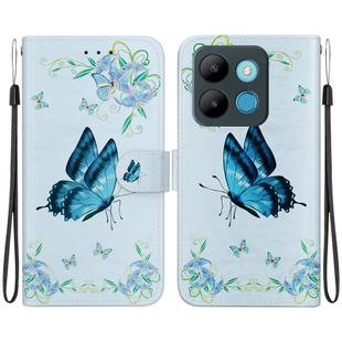 For Infinix Smart 7 Africa Crystal Texture Colored Drawing Leather Phone Case(Blue Pansies)