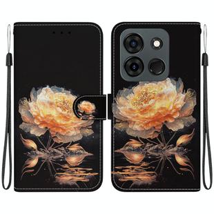 For Infinix Smart 7 Indian Crystal Texture Colored Drawing Leather Phone Case(Gold Peony)