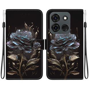 For Infinix Smart 7 Indian Crystal Texture Colored Drawing Leather Phone Case(Black Rose)