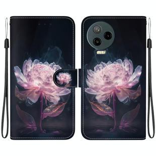 For Infinix Note 12 Pro 4G Crystal Texture Colored Drawing Leather Phone Case(Purple Peony)