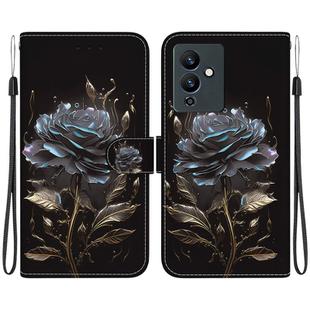 For Infinix Note 12 Pro 5G Crystal Texture Colored Drawing Leather Phone Case(Black Rose)