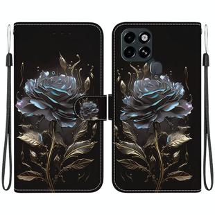For Infinix Smart 6 Crystal Texture Colored Drawing Leather Phone Case(Black Rose)