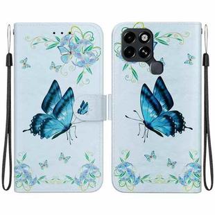 For Infinix Smart 6 Crystal Texture Colored Drawing Leather Phone Case(Blue Pansies)