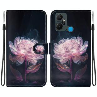 For Infinix Smart 6 Plus Crystal Texture Colored Drawing Leather Phone Case(Purple Peony)