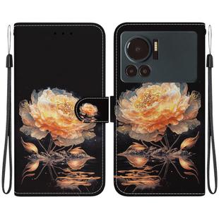 For Infinix Note 12 VIP Crystal Texture Colored Drawing Leather Phone Case(Gold Peony)