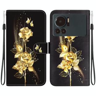 For Infinix Note 12 VIP Crystal Texture Colored Drawing Leather Phone Case(Gold Butterfly Rose)