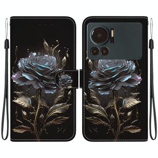 For Infinix Note 12 VIP Crystal Texture Colored Drawing Leather Phone Case(Black Rose)