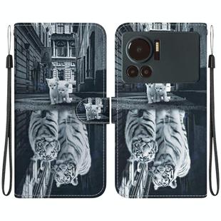 For Infinix Note 12 VIP Crystal Texture Colored Drawing Leather Phone Case(Cat Tiger Reflection)