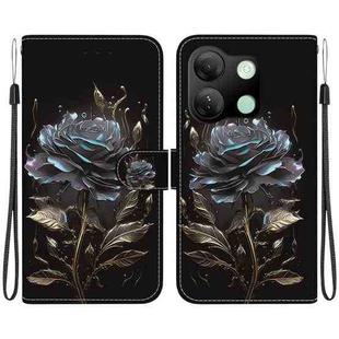 For Infinix Smart 7 HD Crystal Texture Colored Drawing Leather Phone Case(Black Rose)