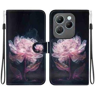 For Infinix Hot 40 / 40 Pro Crystal Texture Colored Drawing Leather Phone Case(Purple Peony)