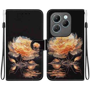 For Infinix Hot 40 / 40 Pro Crystal Texture Colored Drawing Leather Phone Case(Gold Peony)