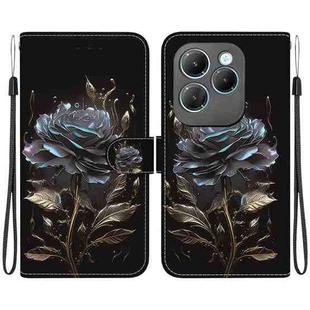 For Infinix Hot 40 / 40 Pro Crystal Texture Colored Drawing Leather Phone Case(Black Rose)