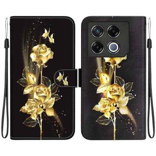 For Infinix GT 20 Pro Crystal Texture Colored Drawing Leather Phone Case(Gold Butterfly Rose)
