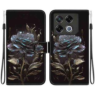 For Infinix GT 20 Pro Crystal Texture Colored Drawing Leather Phone Case(Black Rose)