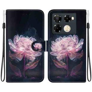 For Infinix Note 40 Pro 5G / 40 Pro 4G Crystal Texture Colored Drawing Leather Phone Case(Purple Peony)