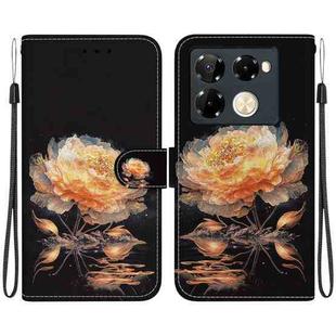For Infinix Note 40 Pro 5G / 40 Pro 4G Crystal Texture Colored Drawing Leather Phone Case(Gold Peony)