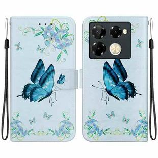 For Infinix Note 40 Pro 5G / 40 Pro 4G Crystal Texture Colored Drawing Leather Phone Case(Blue Pansies)