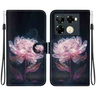 For Infinix Note 40 Pro+ 5G Crystal Texture Colored Drawing Leather Phone Case(Purple Peony)