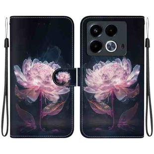 For Infinix Note 40 4G Crystal Texture Colored Drawing Leather Phone Case(Purple Peony)