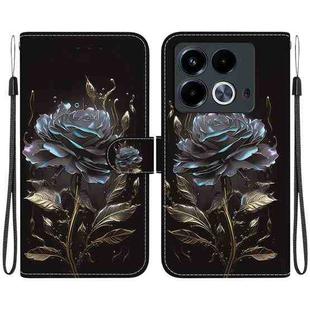 For Infinix Note 40 4G Crystal Texture Colored Drawing Leather Phone Case(Black Rose)