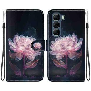 For Infinix Hot 50 4G Crystal Texture Colored Drawing Leather Phone Case(Purple Peony)