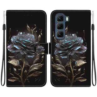 For Infinix Hot 50 4G Crystal Texture Colored Drawing Leather Phone Case(Black Rose)