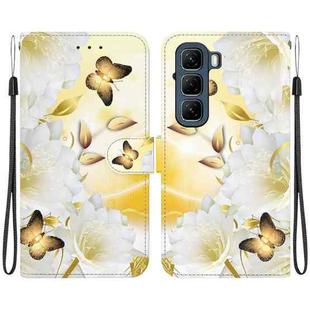 For Infinix Hot 50 4G Crystal Texture Colored Drawing Leather Phone Case(Gold Butterfly Epiphyllum)