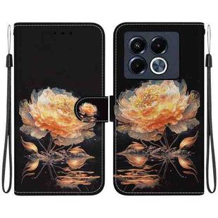 For Infinix Note 40 5G Crystal Texture Colored Drawing Leather Phone Case(Gold Peony)