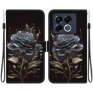 For Infinix Note 40 5G Crystal Texture Colored Drawing Leather Phone Case(Black Rose)