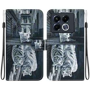 For Infinix Note 40 5G Crystal Texture Colored Drawing Leather Phone Case(Cat Tiger Reflection)