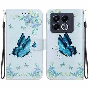 For Infinix Note 40 5G Crystal Texture Colored Drawing Leather Phone Case(Blue Pansies)