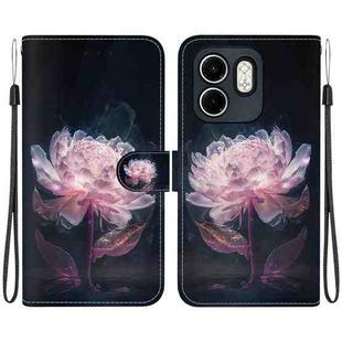 For Infinix Hot 50i / Smart 9 Crystal Texture Colored Drawing Leather Phone Case(Purple Peony)