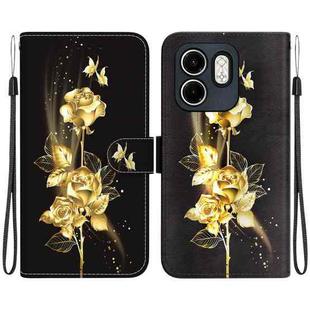 For Infinix Hot 50i / Smart 9 Crystal Texture Colored Drawing Leather Phone Case(Gold Butterfly Rose)