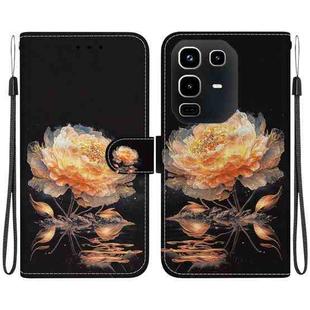 For Infinix Note 50 4G / Note 50 Pro 4G Crystal Texture Colored Drawing Leather Phone Case(Gold Peony)