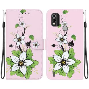 For Nokia C21 Plus Crystal Texture Colored Drawing Leather Phone Case(Lily)