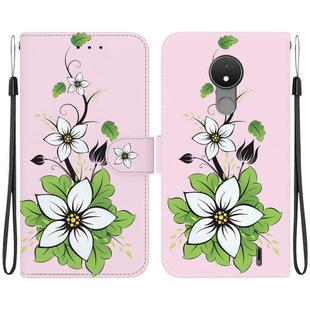 For Nokia C21 Crystal Texture Colored Drawing Leather Phone Case(Lily)