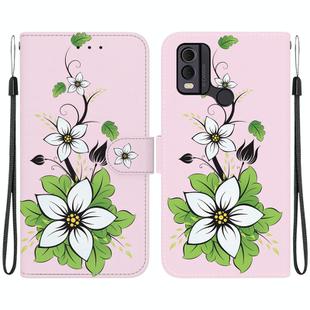 For Nokia C22 Crystal Texture Colored Drawing Leather Phone Case(Lily)