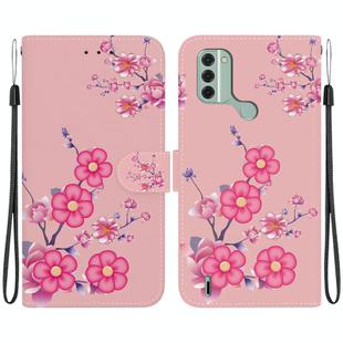For Nokia C31 Crystal Texture Colored Drawing Leather Phone Case(Cherry Blossoms)